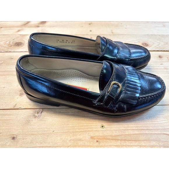 Cole Haan Mens Black Leather Kiltie Buckle Loafers C03518 Size 10 D main image 7